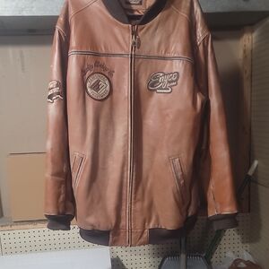 Men's Brown Leather  Jacket Enyce Size 2x